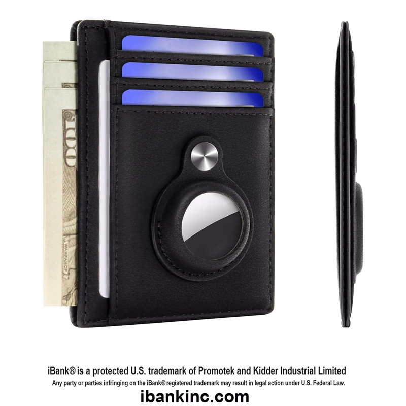 iBank ® AirTag-Compatible Slim Leatherette Wallet