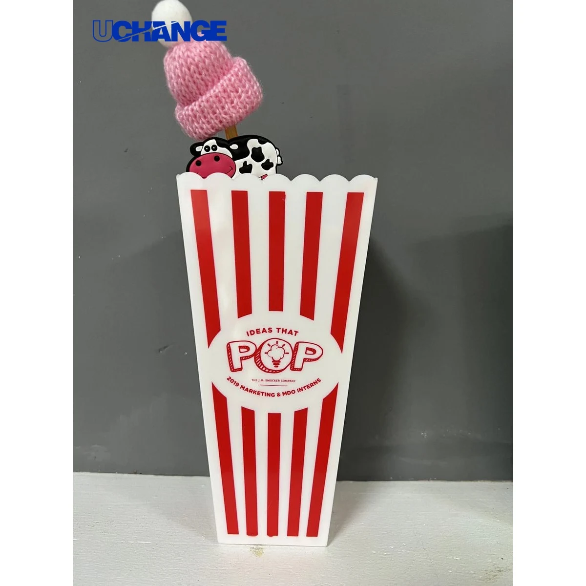 Red and White Striped Popcorn Container for Movie Night 1