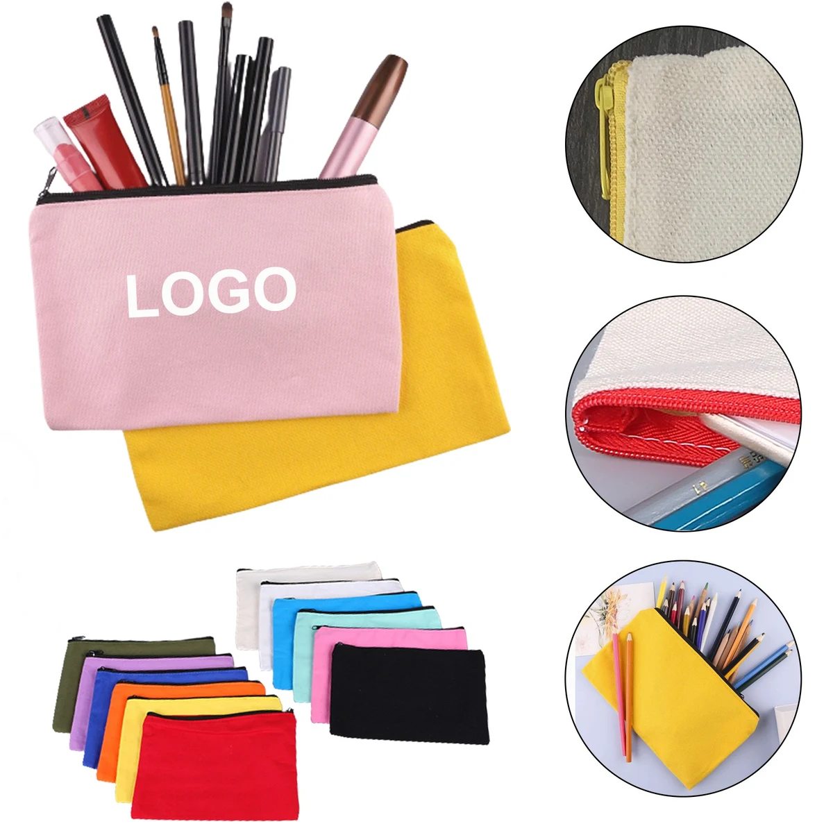 Canvas Pen Pencil Makeup Case Pouch Bag 1