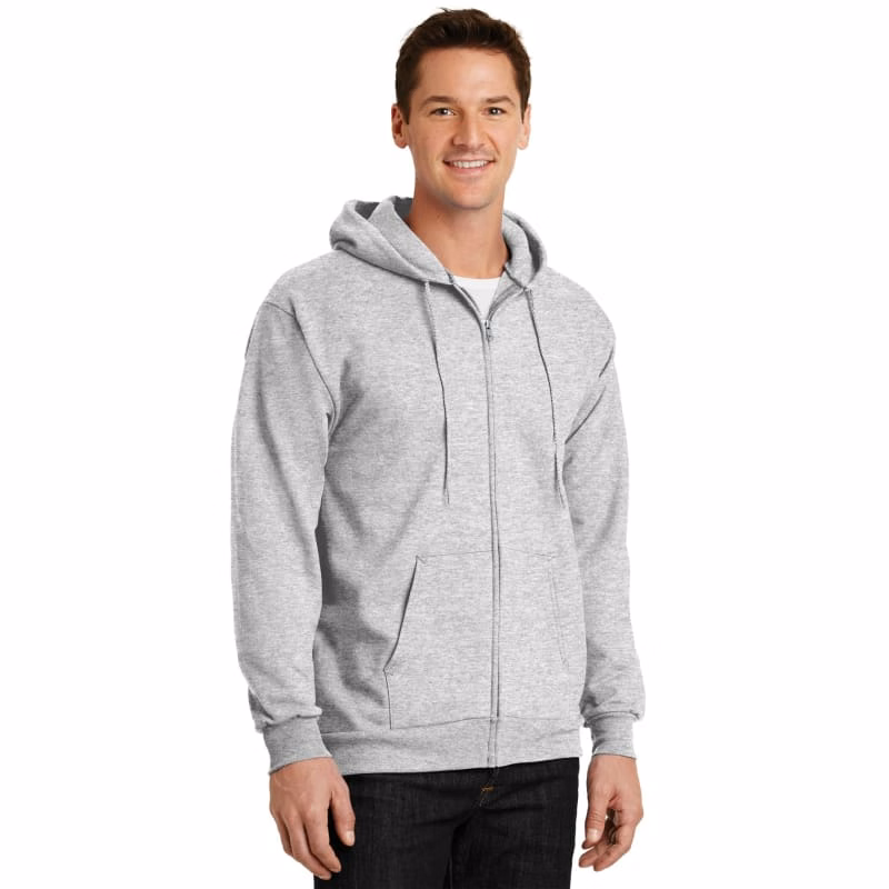 Port & Company Essential Fleece Full-Zip Hooded Sweatshirt.