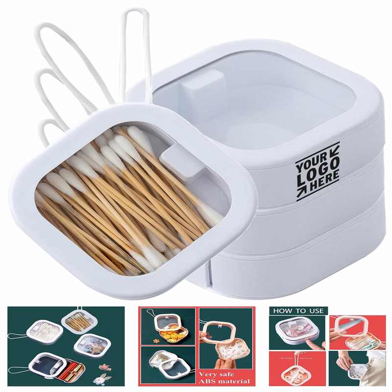 Portable Travel Qtip Holder Hair Tie Bathroom Desktop Storage Organizer Kids Hair Accessory Box
