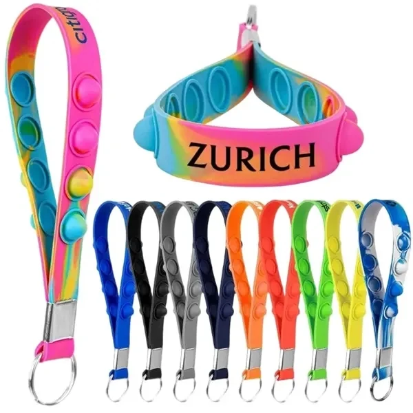 Custom Elastic Silicone Fidget Keychain with Tactile Relief Surface — Portable Wellness 1