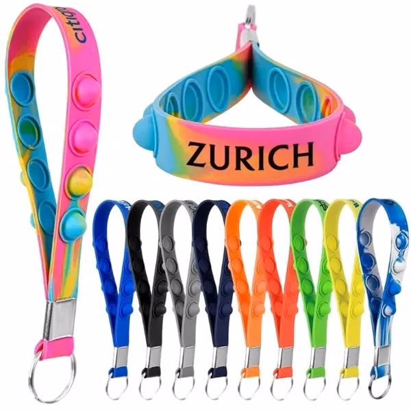 Custom Elastic Silicone Fidget Keychain with Tactile Relief Surface — Portable Wellness