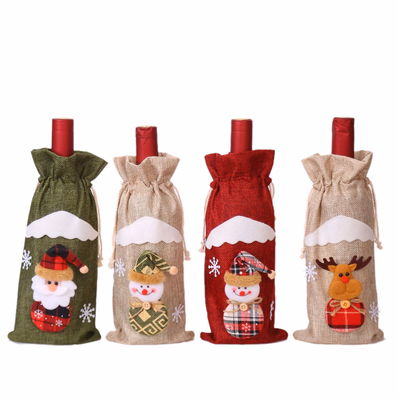 Wine Bottle Bags with Drawstrings, Reusable Wine Bottle Covers for Christmas