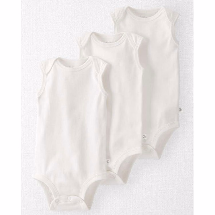Unisex Sleeveless Onesies White 12-24M 3 Pack