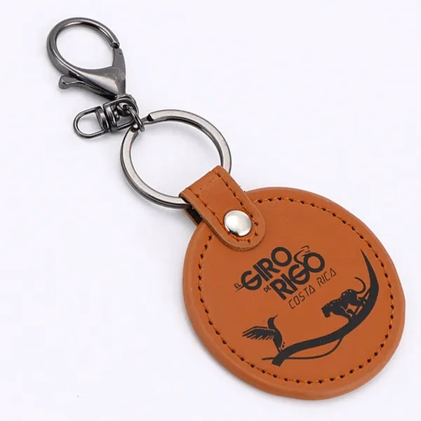 Round shaped Leather Keyring