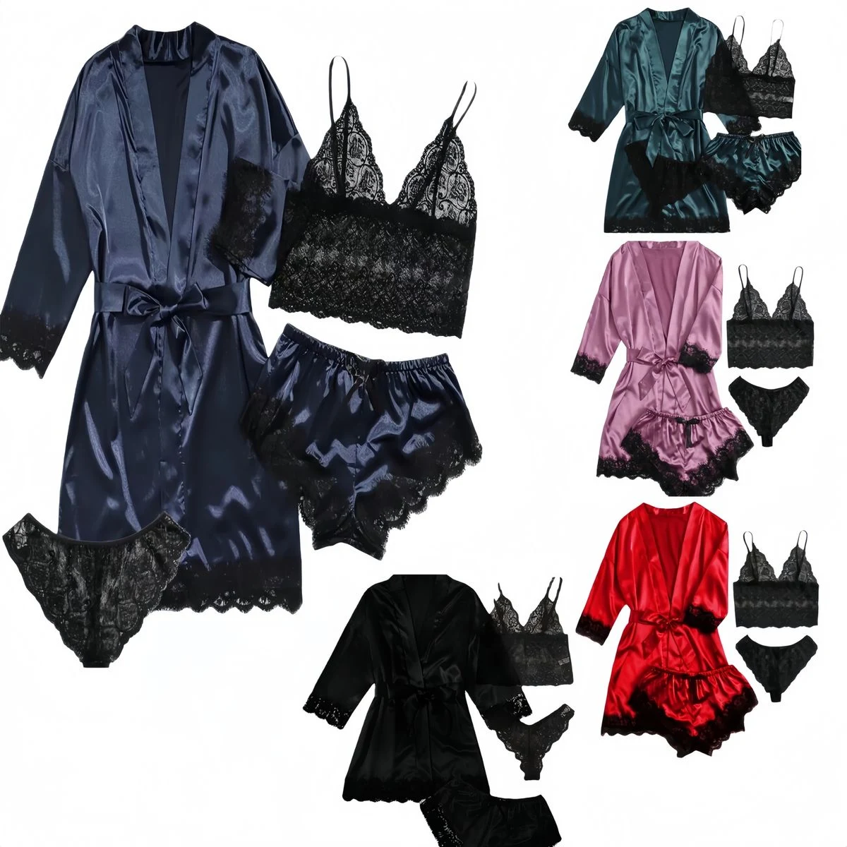 Women's Satin Lace Pajama Set 1