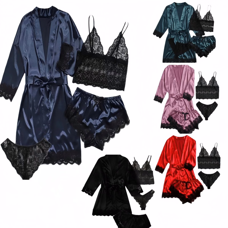 Women's Satin Lace Pajama Set