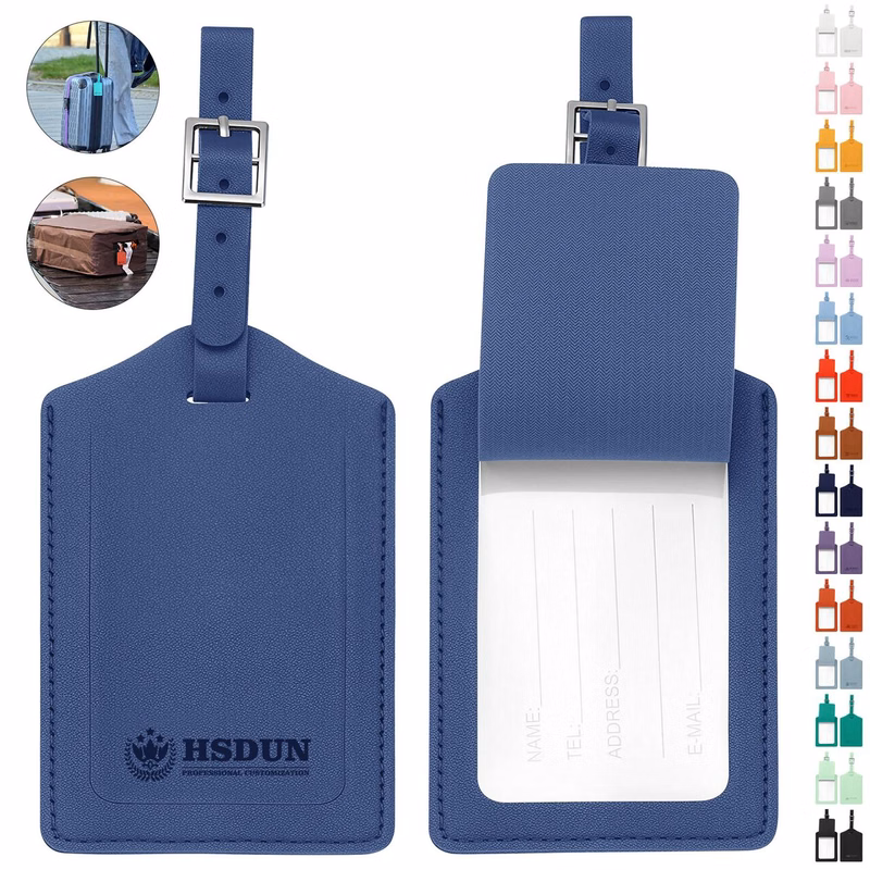 4 1/3" L x 2 3/4" W Flip-Top Leather Travel Luggage Tag