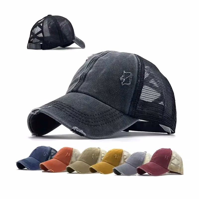 Womens Baseball Cap Ponytail Cross Hat