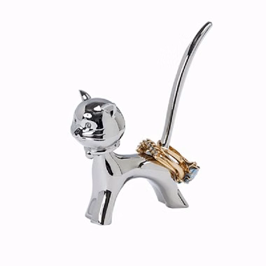 Bobble Head Cat Ring Minder, 2.75" H