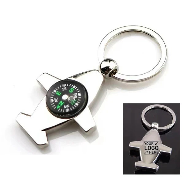 Airplane Shaped Compass Keychain 1