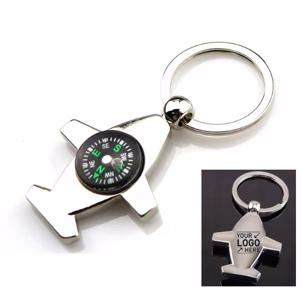 Airplane Shaped Compass Keychain