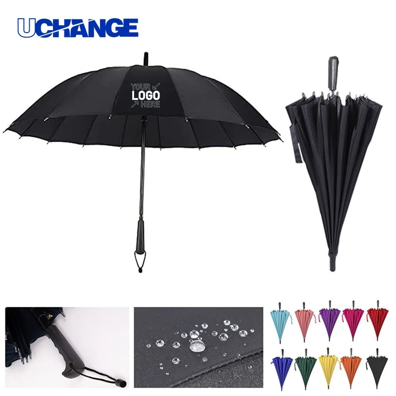 16-Bone Automatic Straight Handle Umbrella for Rain Use 1