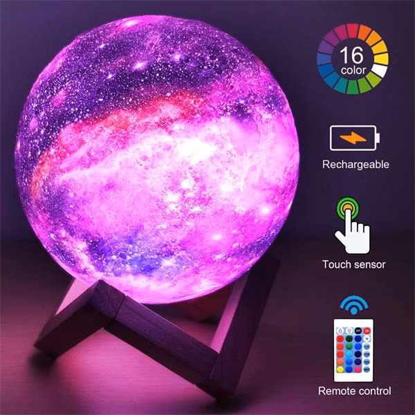 16 Colors Remote And Touch Control Galaxy Moon Lamp