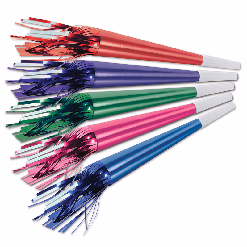 Foil Party Horns w/ Tassel Assortment
