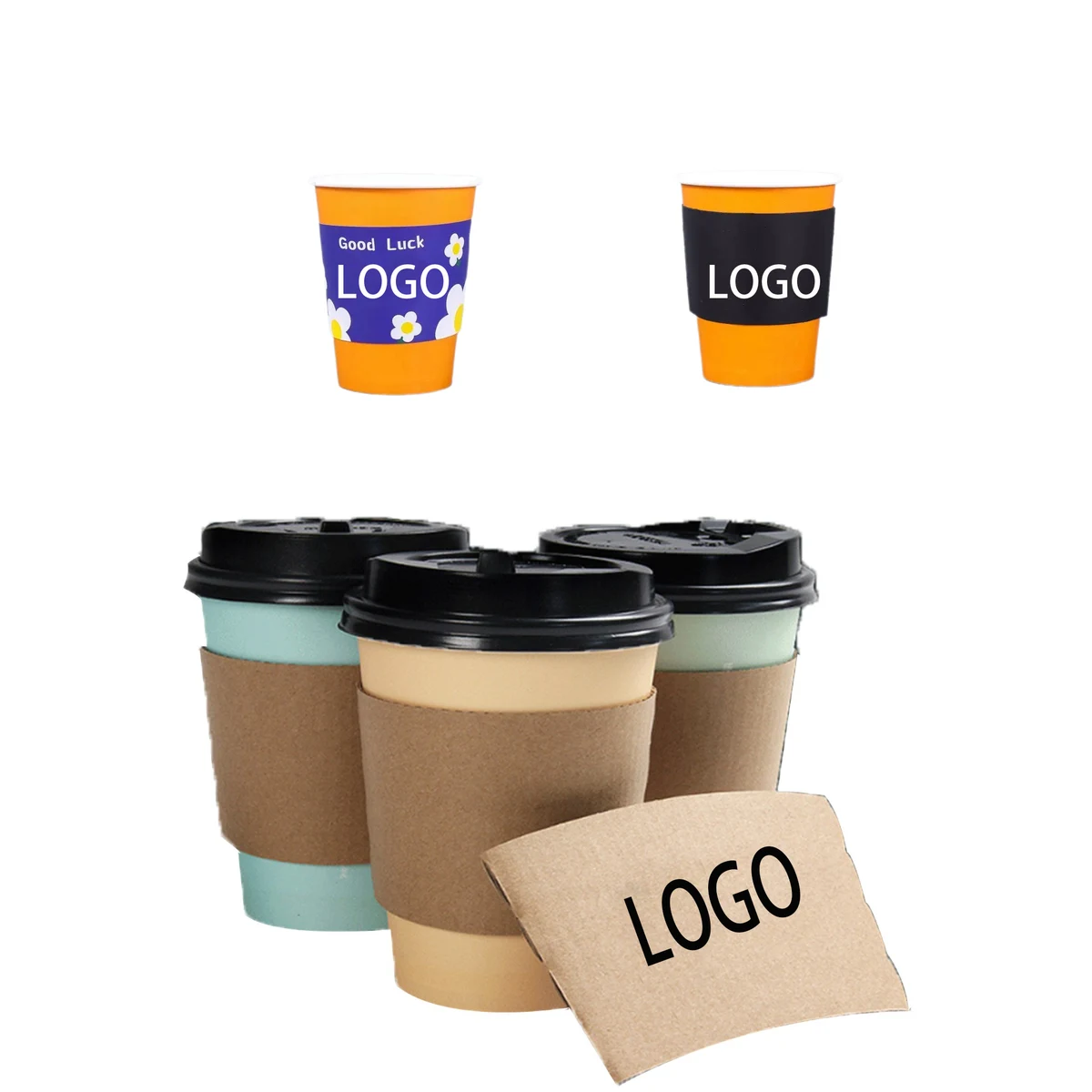 Brown Paper Coffee Cup Cover MOQ 100pcs 1