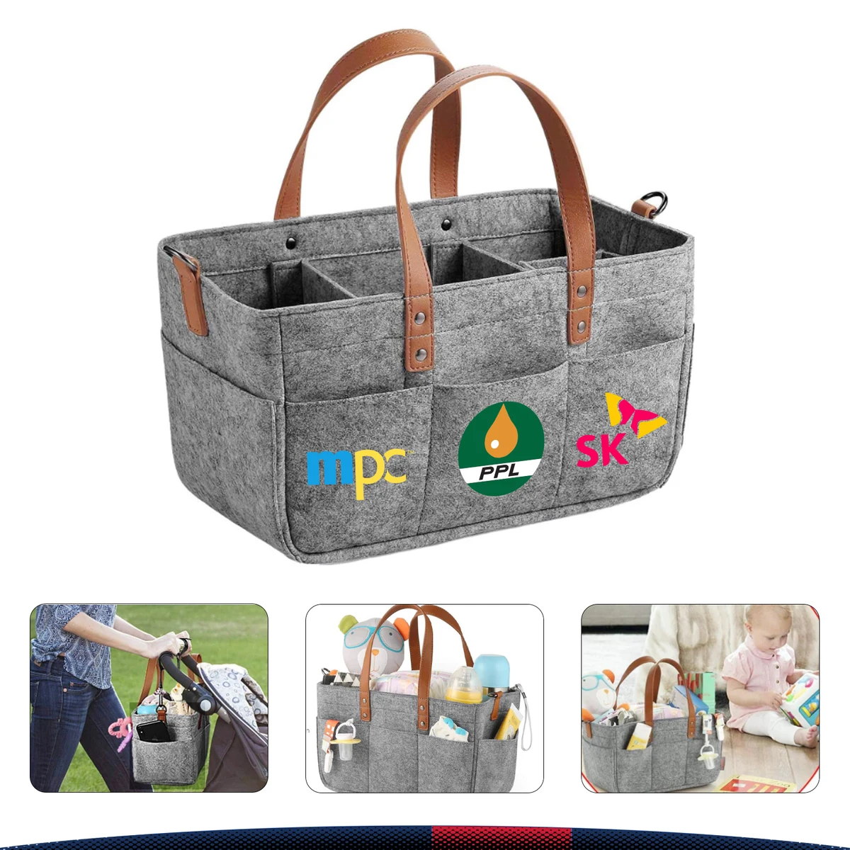 Felt Diaper Bag, custom tote bag with logo imprint 1