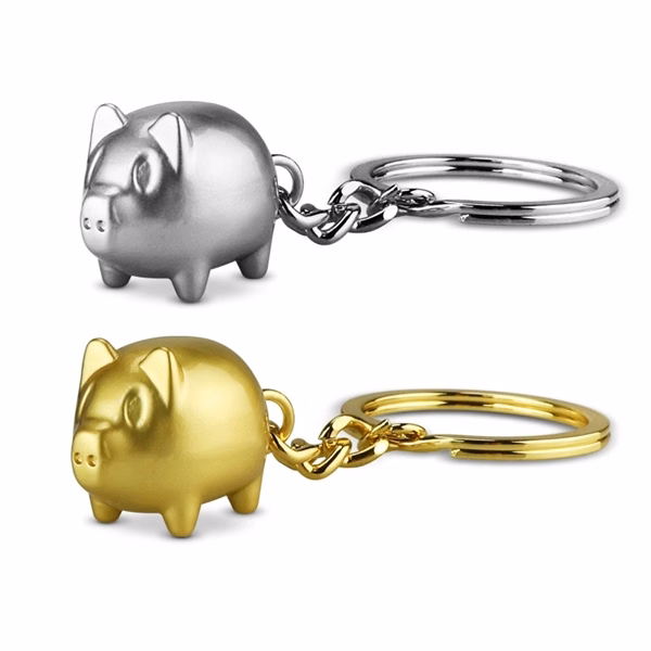 Custom Metal 3D Lucky Pig Zodiac Keychain 1.1 x 0.75 — Prosperity Giveaway
