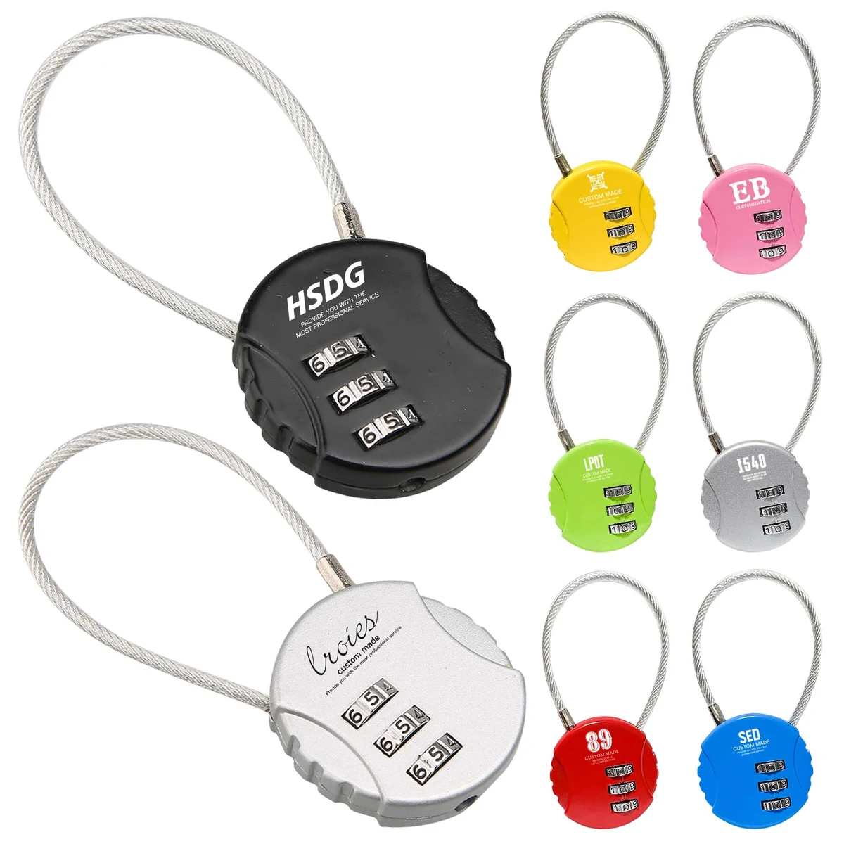 Digit Resettable Padlock with Wire Rope 1