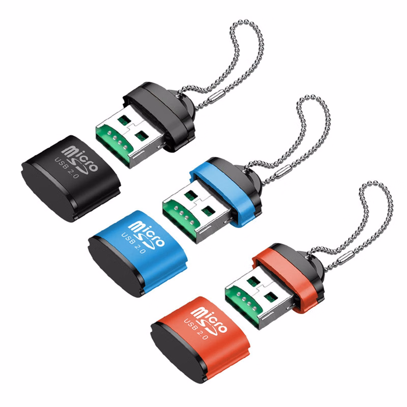 Mini USB TF Card Reader with Keychain