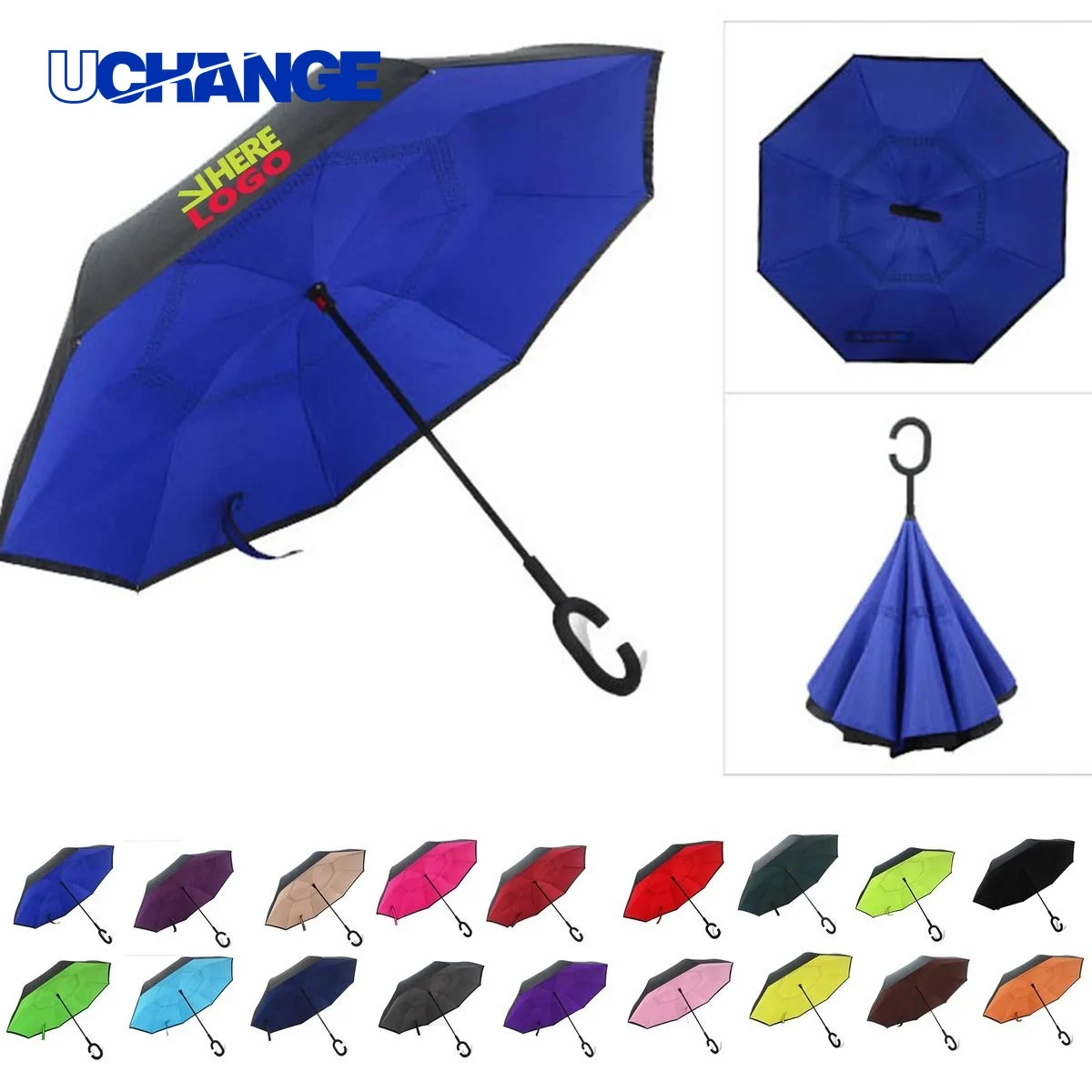 Large Double Canopy Vented Windproof Stick Umbrella 1