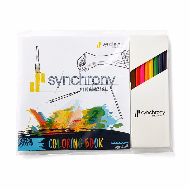 Custom Cover Deluxe 7" x 7" Adult Coloring Book & 8-Color Pencil Set