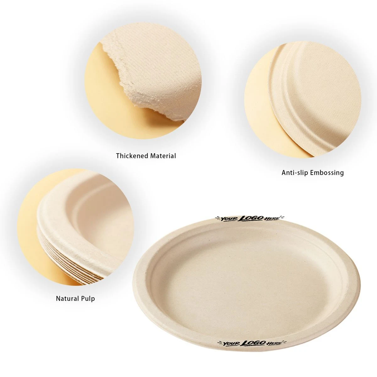 8in Compostable Sugarcane Paper Plates Disposable 1