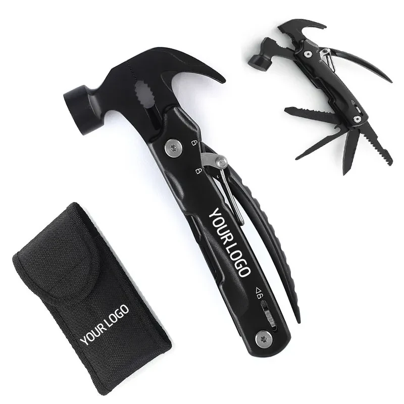12 in 1 Multi-tool Claw Hammer w/ Pliers Safety Lock & Pouch 1