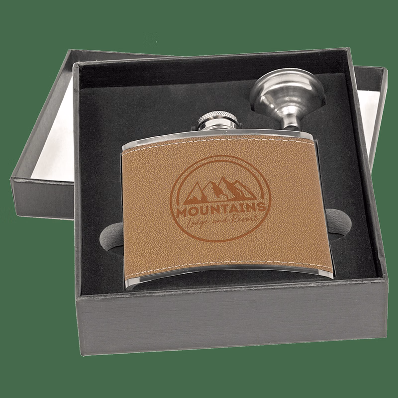 6 oz. Flask Set in Black Presentation Box