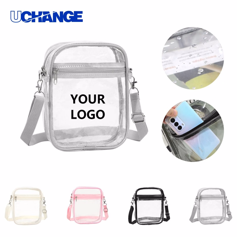 PVC Transparent Stadium Crossbody Bag Holder with Zipper Pocket