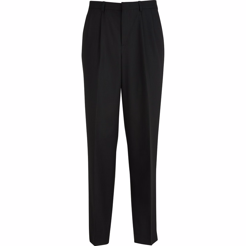 Mens Easy Fit Polywool Pleated Pant