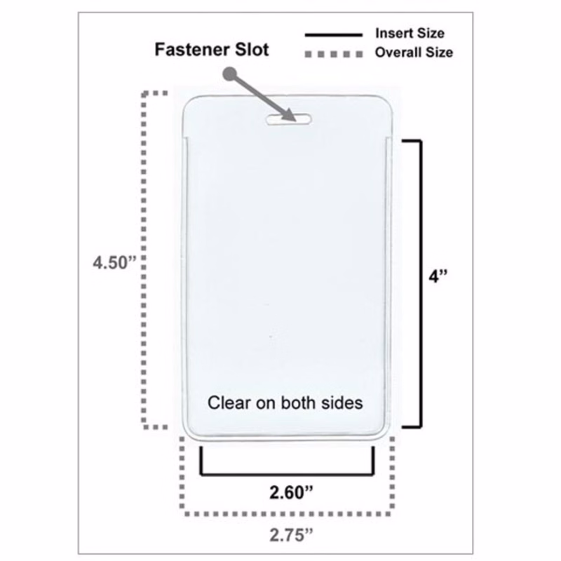 2.5"W x 3.75"H inch Vertical Vinyl Badge Holder With Slot