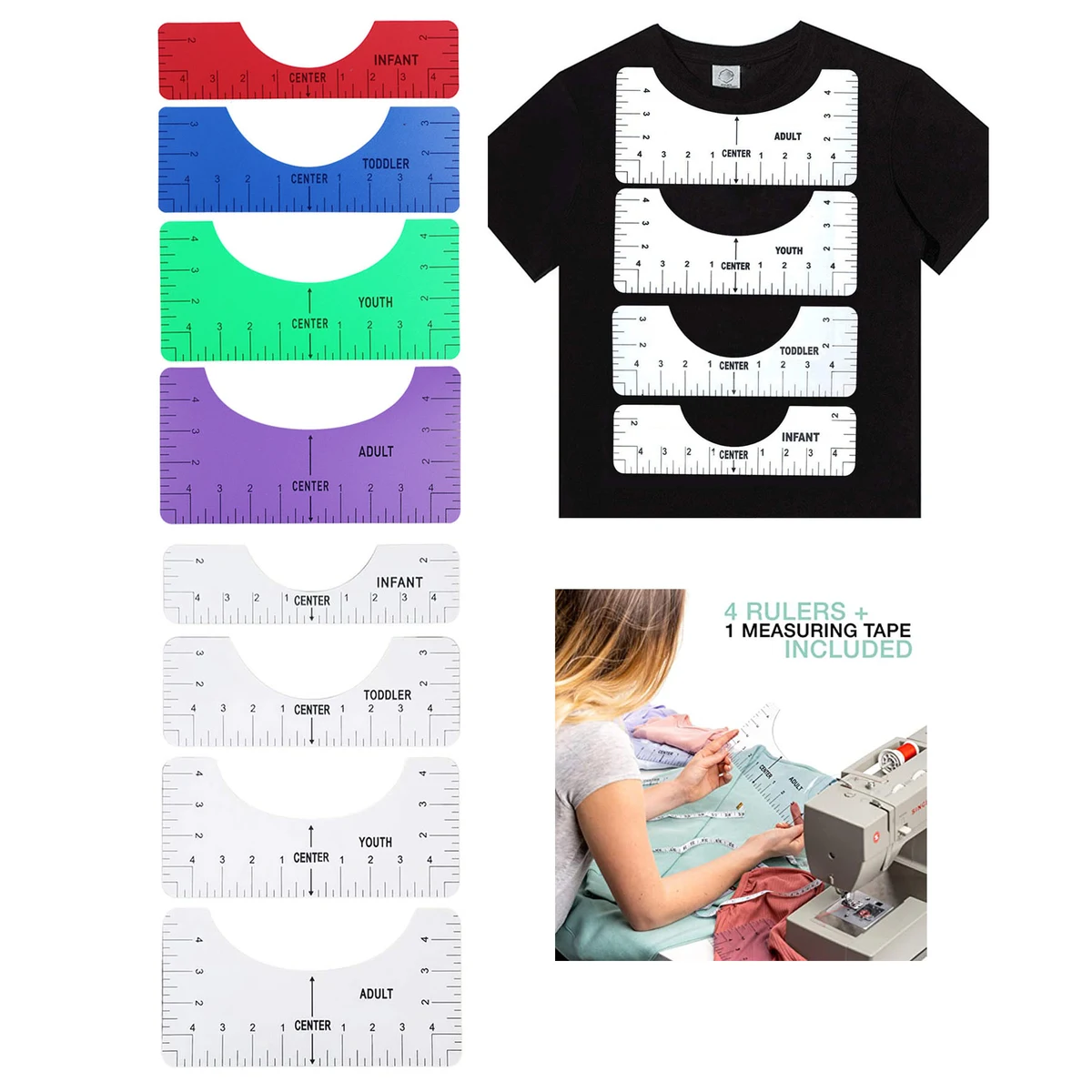 4 T shirt Ruler Guide Set 1