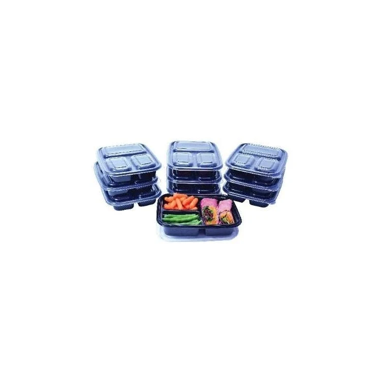 3-Section Meal Prep Containers - 20pc Black 1