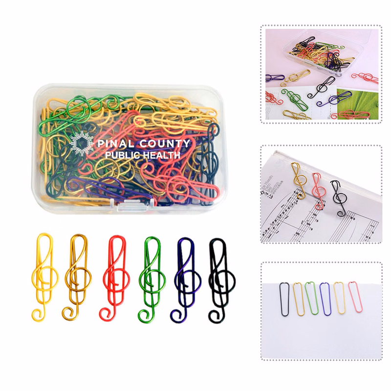 Metal Treble Clef Paper Clips in Plastic Container