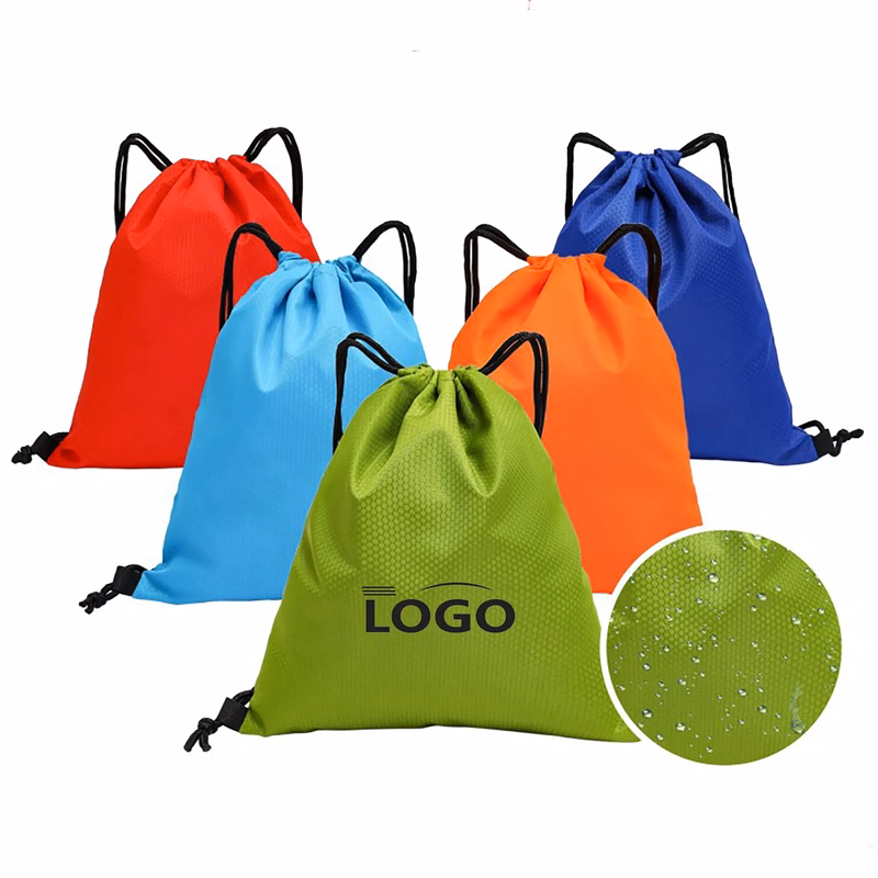 600D Soccer Pattern Drawstring Polyester Bag