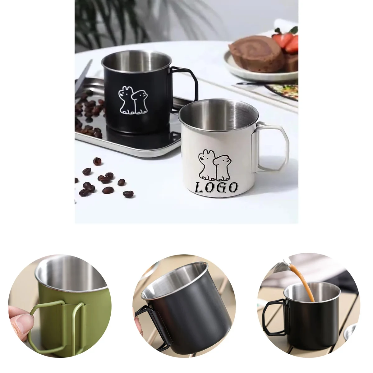 Stainless Steel Water Cup With Logo For Drinking, Coffee 1