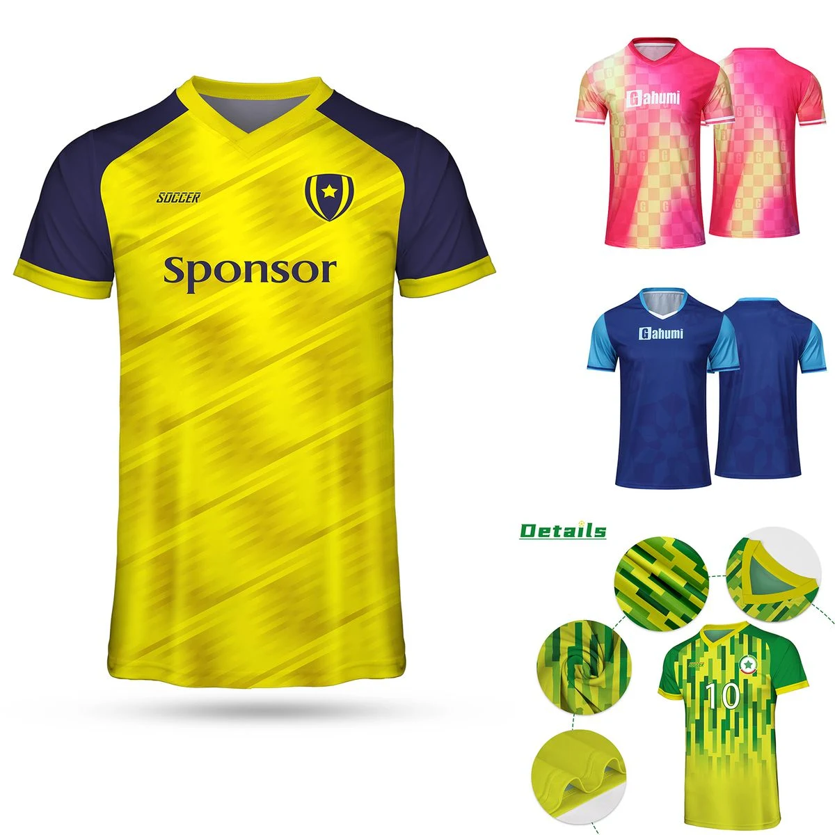 Customized Full-Color Sublimated Soccer Jersey with Rib Neck
1