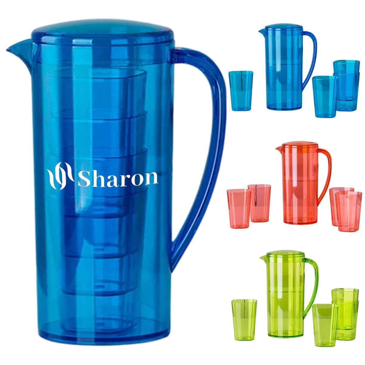 52oz Plastic ELegant Kettle with 4 Cups Set 1