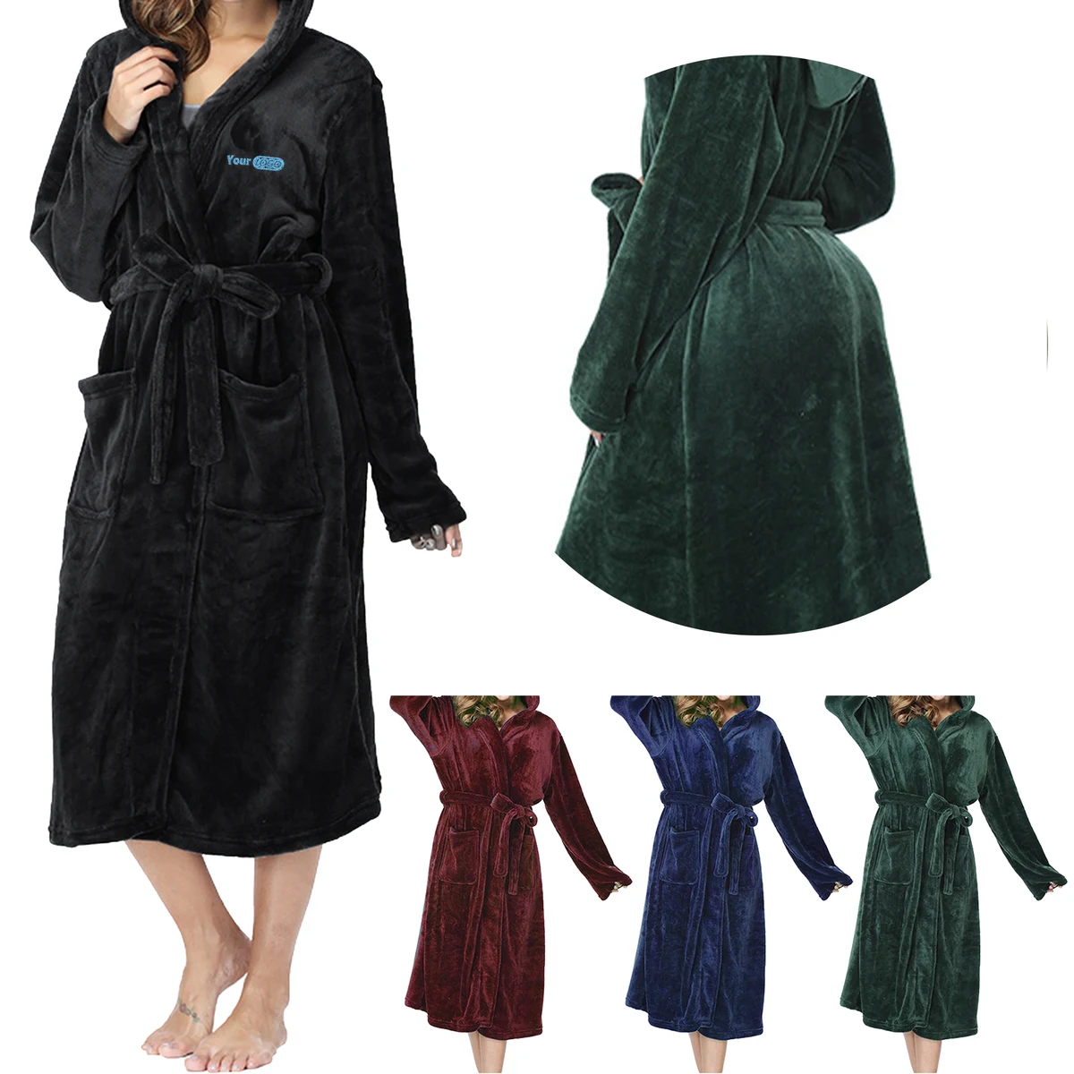 Flannel Extended Hooded Nightgown 1