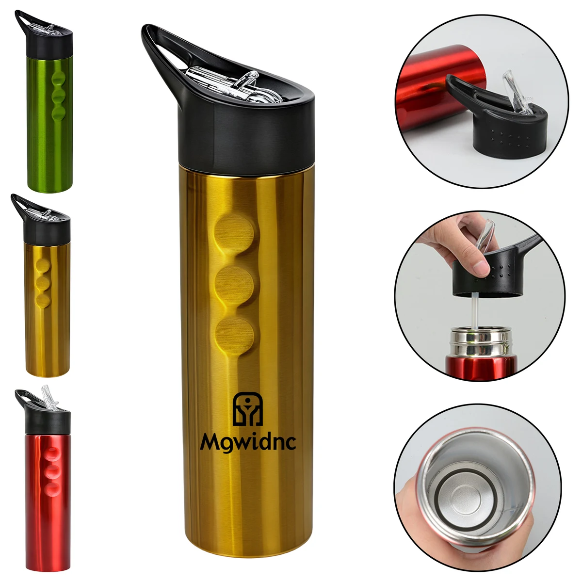 500ml Single Layer Stainless Steel Sports Water Bottle with Handle Lid, custom water bottle with logo imprint 1
