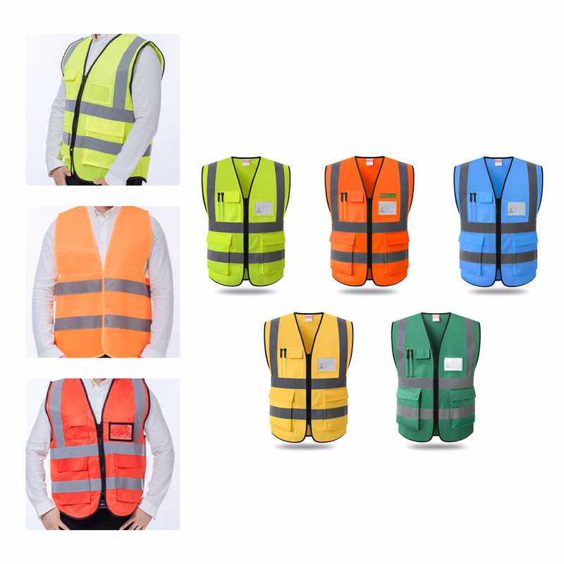 MOQ 50 Reflective Vest Custom Text Traffic Cycling Safety Vest Multi-Pocket