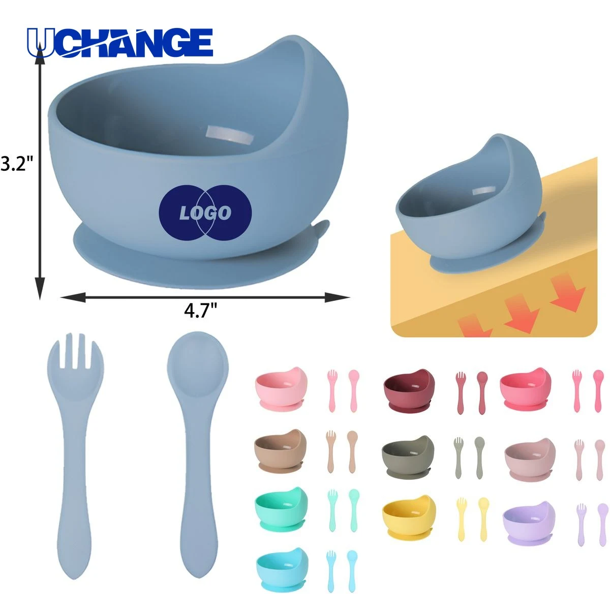 Durable Toddler Suction Cup Silicone Feeding Bowl Set 1