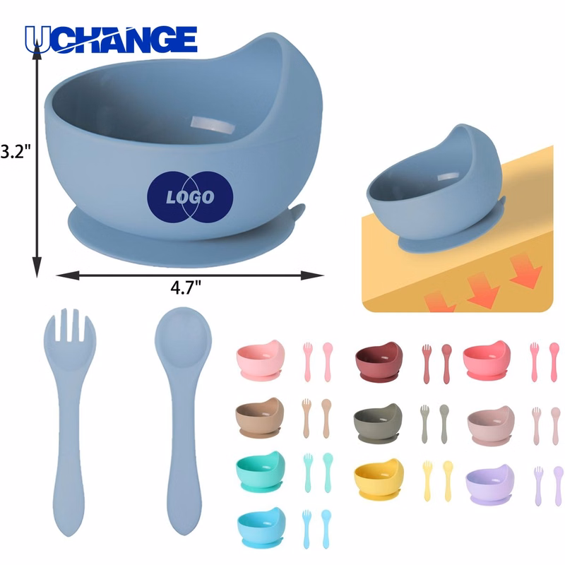 Durable Toddler Suction Cup Silicone Feeding Bowl Set