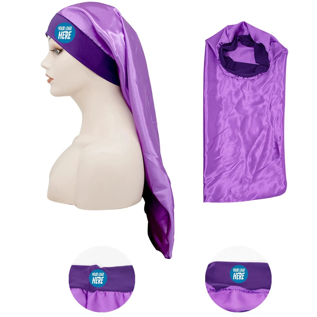 Long Silk-Satin Night Cap Bonnet for Women 1