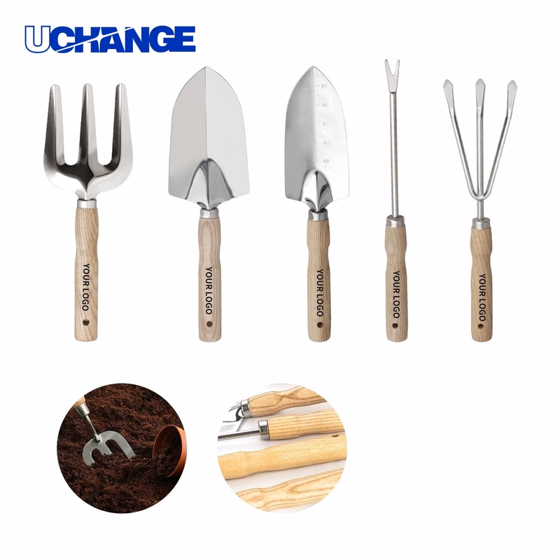 Stainless Steel Garden Tool Set with Shovel Rake and Trowel