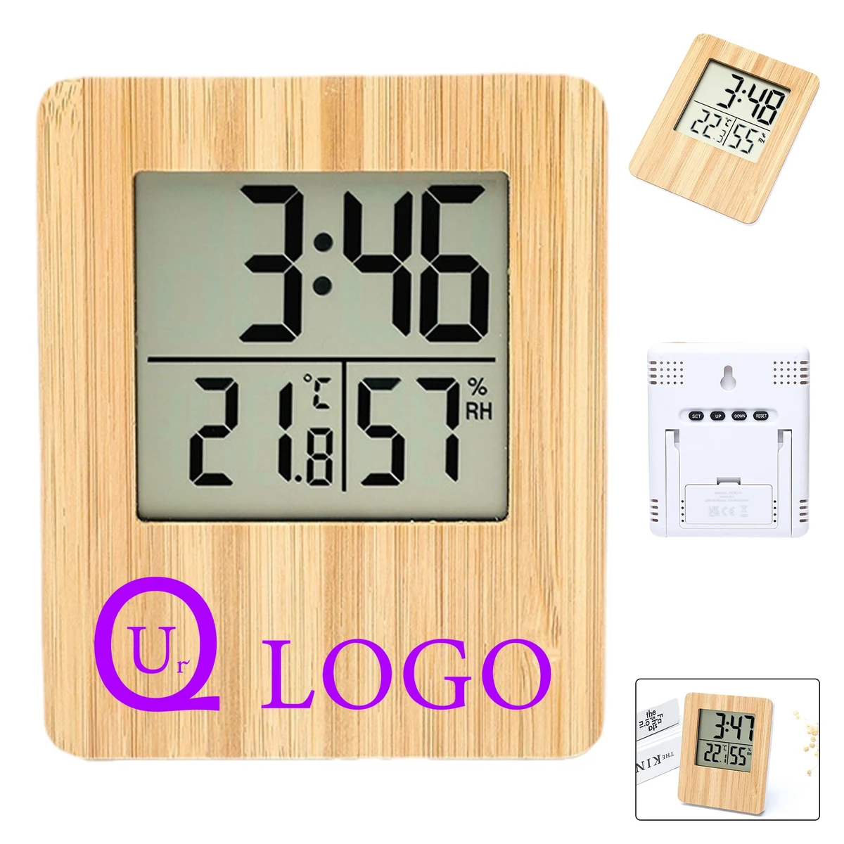 Bamboo Multifunction Lcd Clock 1