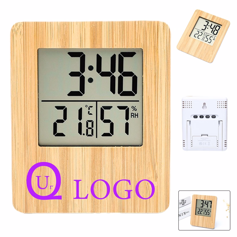 Bamboo Multifunction Lcd Clock