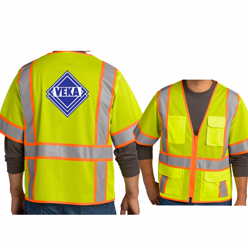 Screen Print CornerStone ANSI 107 Class 3 Surveyor Mesh Zippered Two-Tone Short Sleeve Vest